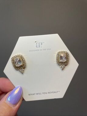 Bomb Party "Triumphant Glow" ER70569 Diamond CZ on Gold $128 MSRP